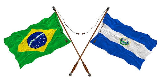 Nationale vlag van El Salvador en Brazilië Achtergrond voor ontwerpers