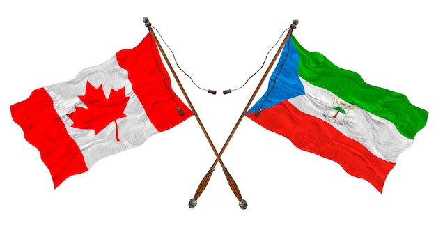 Nationale vlag van Equatoriaal-Guinea en Canada Achtergrond voor ontwerpers