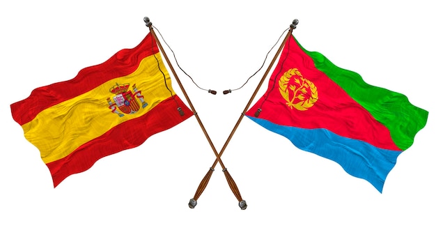 Nationale vlag van Eritrea en Spanje Achtergrond voor ontwerpers