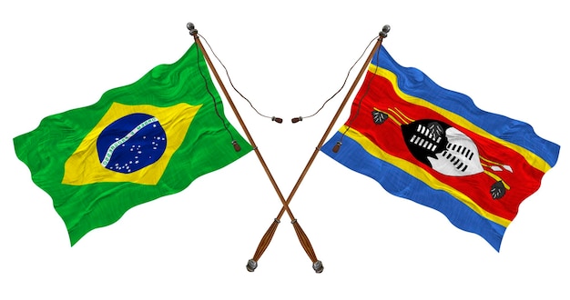 Nationale vlag van Eswatini en Brazilië Achtergrond voor ontwerpers