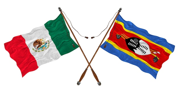 Nationale vlag van Eswatini en Mexico Achtergrond voor ontwerpers