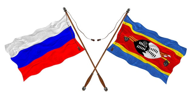 Nationale vlag van Eswatini en Rusland Achtergrond voor ontwerpers