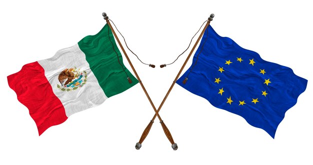 Nationale vlag van Europa en Mexico Achtergrond voor ontwerpers