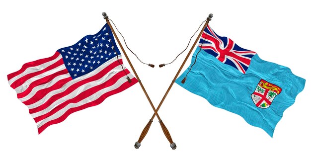 Nationale vlag van Fiji en de Verenigde Staten van Amerika Achtergrond voor ontwerpers