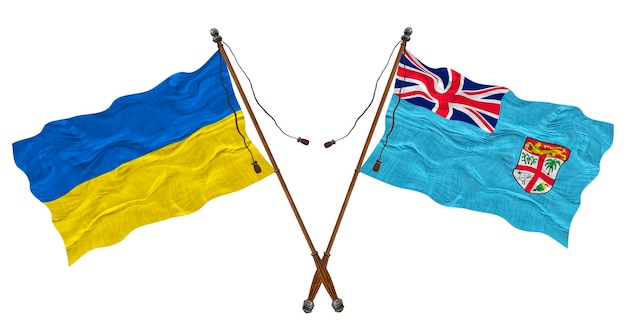 Nationale vlag van Fiji en Oekraïne Achtergrond voor ontwerpers