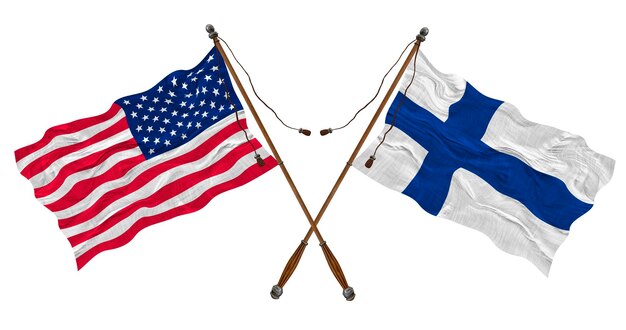 Nationale vlag van Finland en de Verenigde Staten van Amerika Achtergrond voor ontwerpers