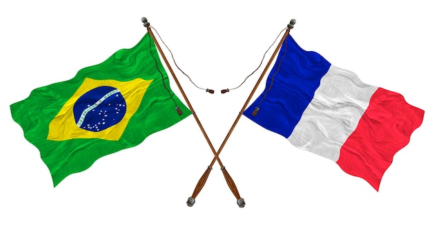 Nationale vlag van Frankrijk en Brazilië Achtergrond voor ontwerpers