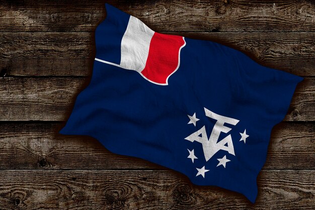 Nationale vlag van Franse zuidelijke antarctische gebieden Achtergrond met vlag van Franse zuidelijke antarctische gebieden