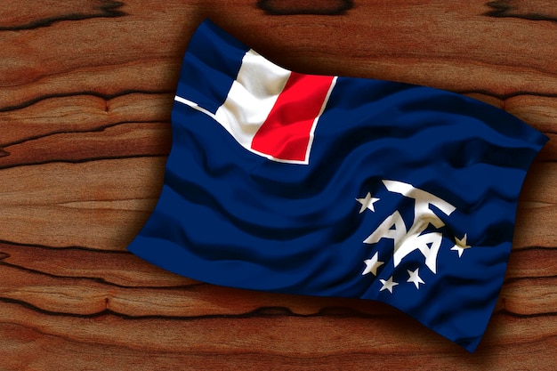 Nationale vlag van Franse zuidelijke antarctische gebieden Achtergrond met vlag van Franse zuidelijke antarctische gebieden