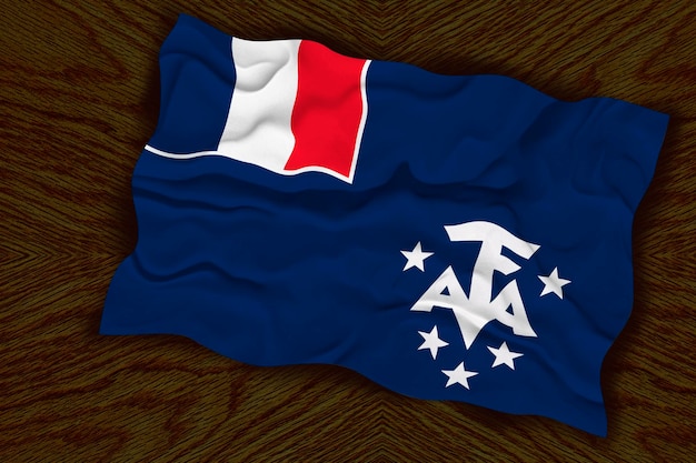 Nationale vlag van Franse zuidelijke antarctische gebieden Achtergrond met vlag van Franse zuidelijke antarctische gebieden