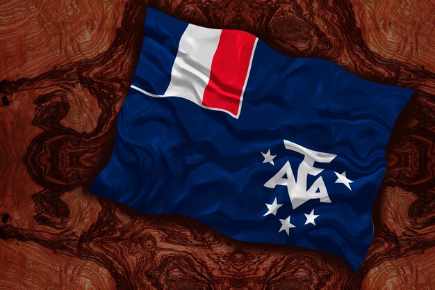 Nationale vlag van Franse zuidelijke antarctische gebieden Achtergrond met vlag van Franse zuidelijke antarctische gebieden