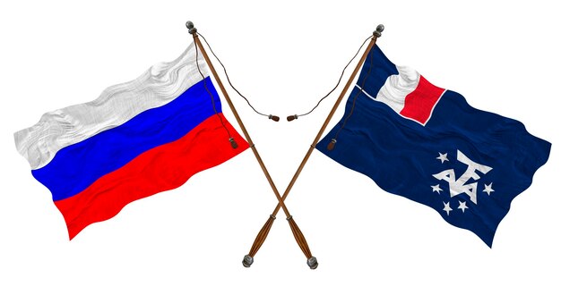 Nationale vlag van Franse zuidpoolgebieden en Rusland Achtergrond voor ontwerpers