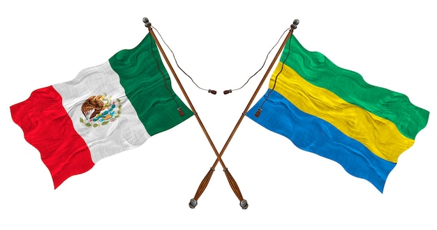 Nationale vlag van Gabon en Mexico Achtergrond voor ontwerpers