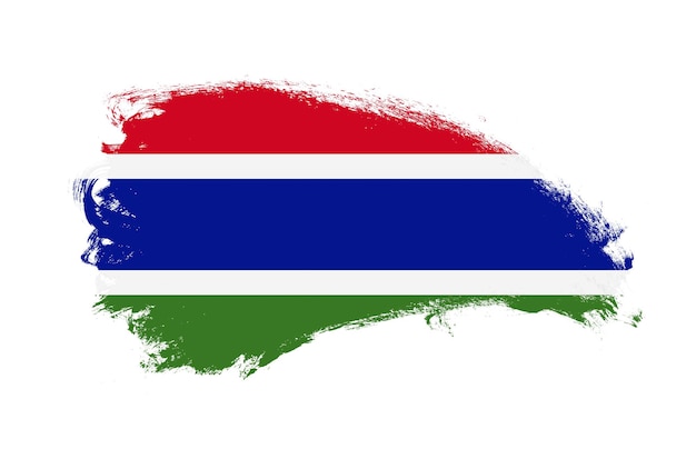 Nationale vlag van Gambia geschilderd met streekpenseel op geïsoleerd wit