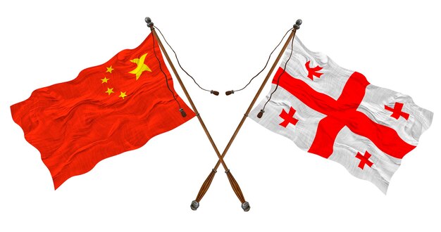 Nationale vlag van Georgië en China Achtergrond voor ontwerpers