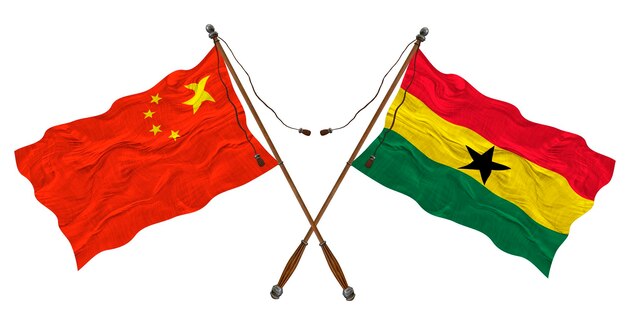 Nationale vlag van Ghana en China Achtergrond voor ontwerpers