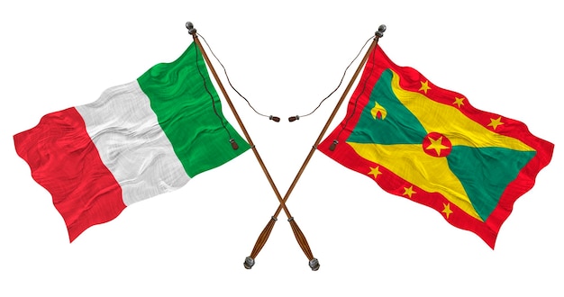 Nationale vlag van grenada en italië achtergrond voor ontwerpers