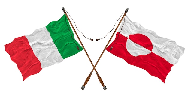 Nationale vlag van Groenland en Italië Achtergrond voor ontwerpers