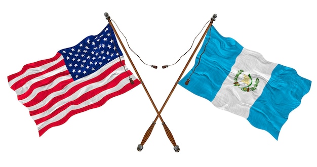 Nationale vlag van guatemala en de verenigde staten van amerika achtergrond voor ontwerpers