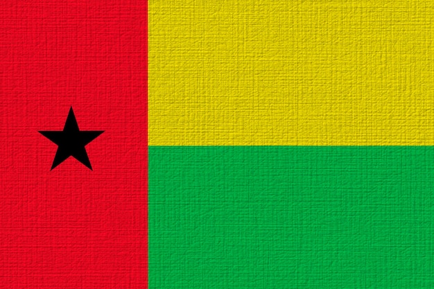 Nationale vlag van Guinea-Bissau Op de achtergrond met de vlag van Guineabissau