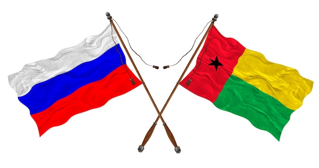 Nationale vlag van Guinee-Bissau en Rusland Achtergrond voor ontwerpers