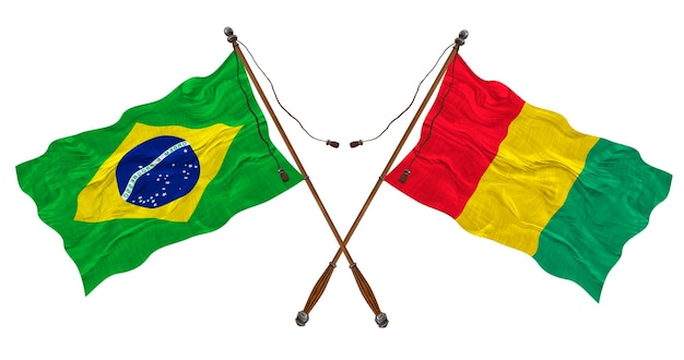 Nationale vlag van Guinee en Brazilië Achtergrond voor ontwerpers