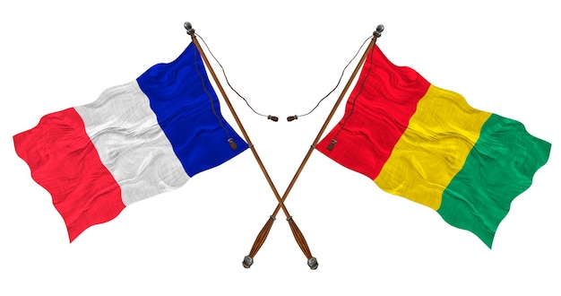 Nationale vlag van Guinee en Frankrijk Achtergrond voor ontwerpers