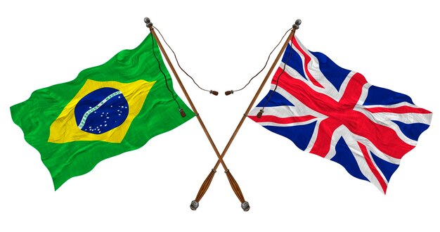 Nationale vlag van het Verenigd Koninkrijk en Brazilië Achtergrond voor ontwerpers