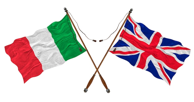 Nationale vlag van het Verenigd Koninkrijk en Italië Achtergrond voor ontwerpers