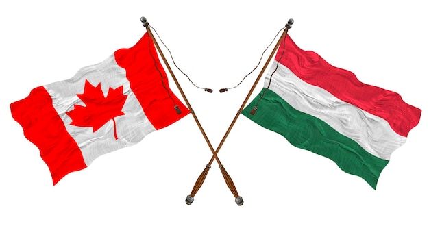Nationale vlag van Hongarije en Canada Achtergrond voor ontwerpers