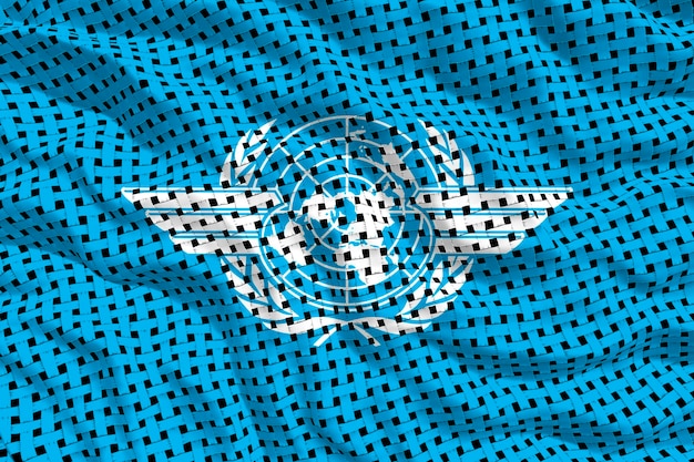 Nationale vlag van ICAO Achtergrond met vlag van ICAO