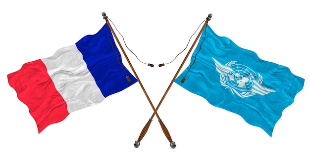 Nationale vlag van ICAO en Frankrijk Achtergrond voor ontwerpers