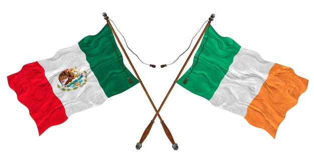 Nationale vlag van Ierland en Mexico Achtergrond voor ontwerpers