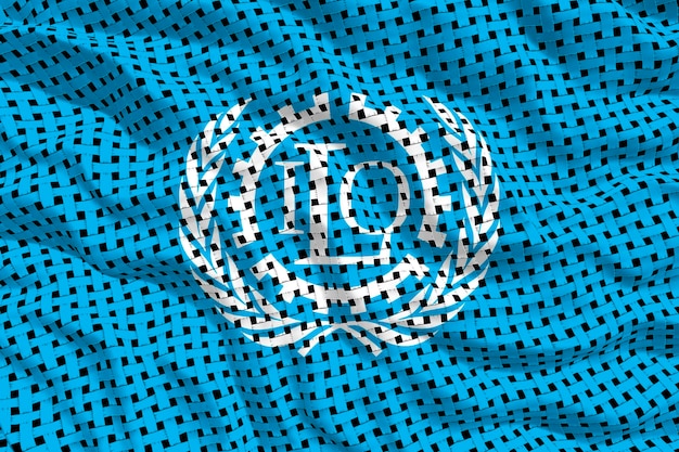 Nationale vlag van ILO Achtergrond met vlag van ILO