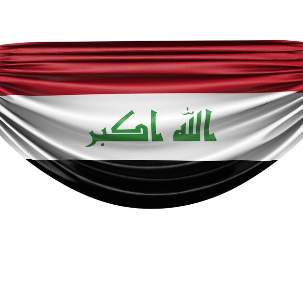 Nationale vlag van Irak hangende stoffenbanner 3D-rendering