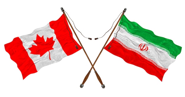 Nationale vlag van Iran en Canada Achtergrond voor ontwerpers