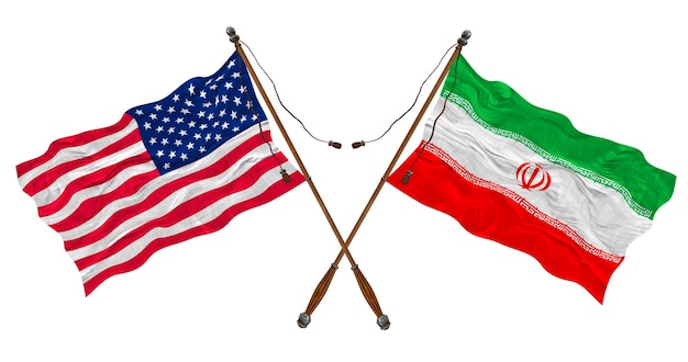 Nationale vlag van Iran en de Verenigde Staten van Amerika Achtergrond voor ontwerpers