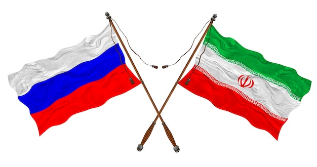Nationale vlag van Iran en Rusland Achtergrond voor ontwerpers