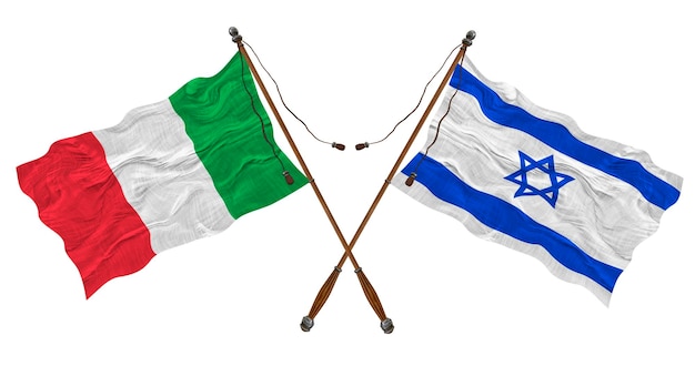 Nationale vlag van Israël en Italië Achtergrond voor ontwerpers