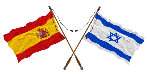 Nationale vlag van Israël en Spanje Achtergrond voor ontwerpers