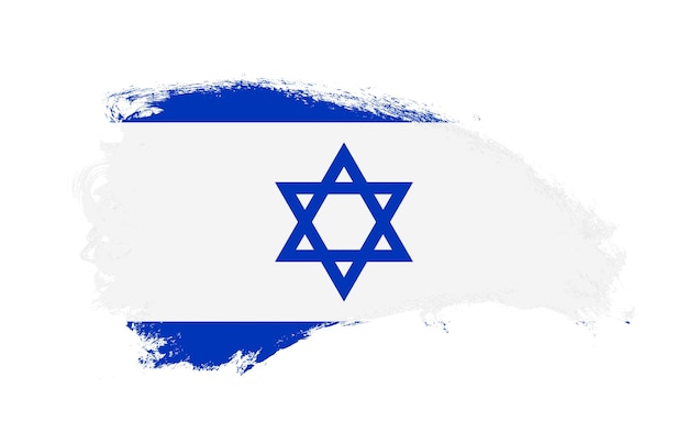 Nationale vlag van Israël geschilderd met streekpenseel op geïsoleerd wit