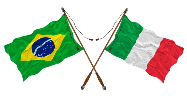 Nationale vlag van Italië en Brazilië Achtergrond voor ontwerpers