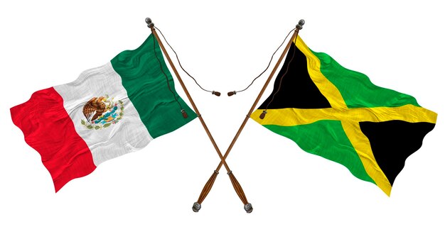 Nationale vlag van Jamaica en Mexico Achtergrond voor ontwerpers