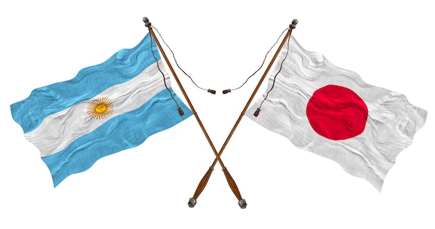 Nationale vlag van Japan en Argentinië Achtergrond voor ontwerpers