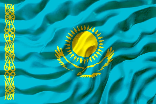 Nationale vlag van Kazachstan Achtergrond met vlag van Kazachstan