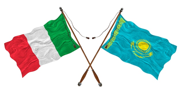Nationale vlag van Kazachstan en Italië Achtergrond voor ontwerpers