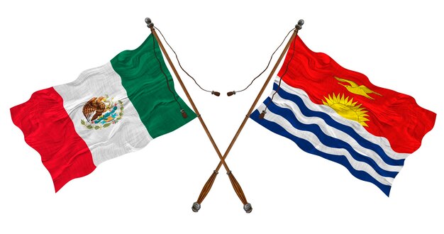 Nationale vlag van Kiribati en Mexico Achtergrond voor ontwerpers