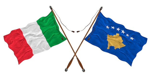 Nationale vlag van Kosovo en Italië Achtergrond voor ontwerpers