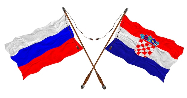 Nationale vlag van Kroatië en Rusland Achtergrond voor ontwerpers