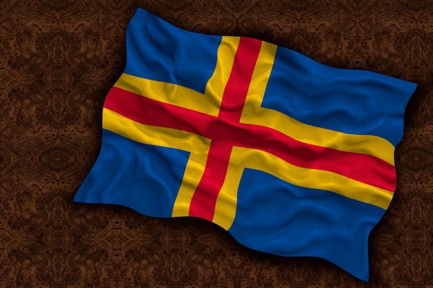 Nationale vlag van landeilanden Achtergrond met vlag van landeilanden
